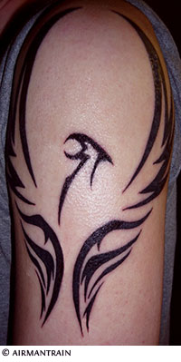 Black Tribal Phoenix Tattoo Design For Half Sleeve