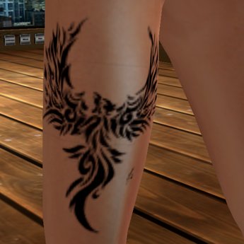 Black Tribal Phoenix Tattoo Design For Leg