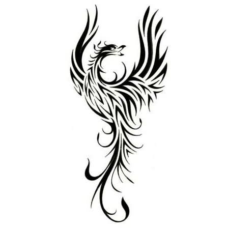Black Tribal Phoenix Tattoo Stencil
