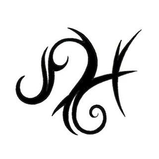 Black Tribal Pisces Zodiac Sign Tattoo Design