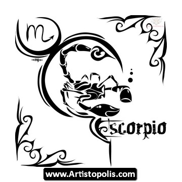 Black Tribal Scorpio Zodiac Sign Tattoo Design
