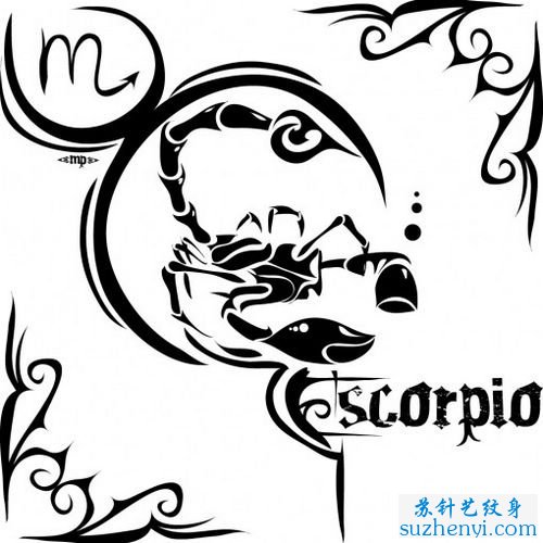 Black Tribal Scorpio Zodiac Sign Tattoo Design