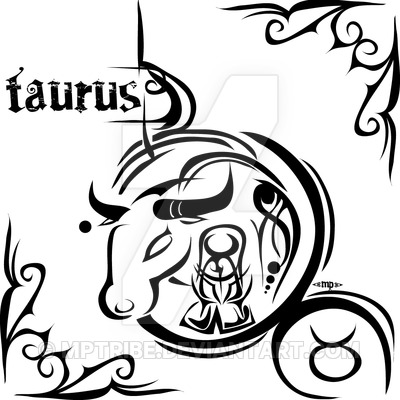 Black Tribal Taurus Zodiac Sign Tattoo Stencil By MPtribe