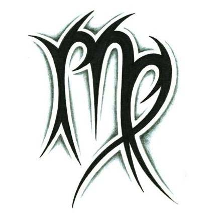 Black Tribal Virgo Zodiac Sign Tattoo Design