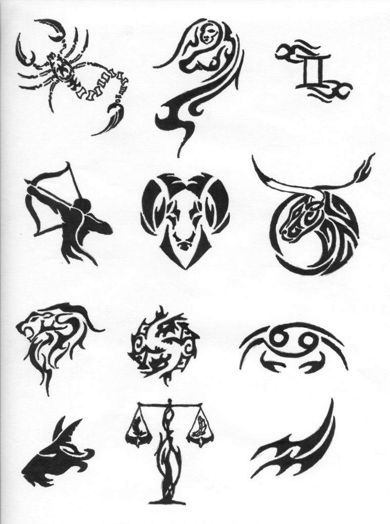 Black Tribal Zodiac Sign Tattoo Designs By Bighood24