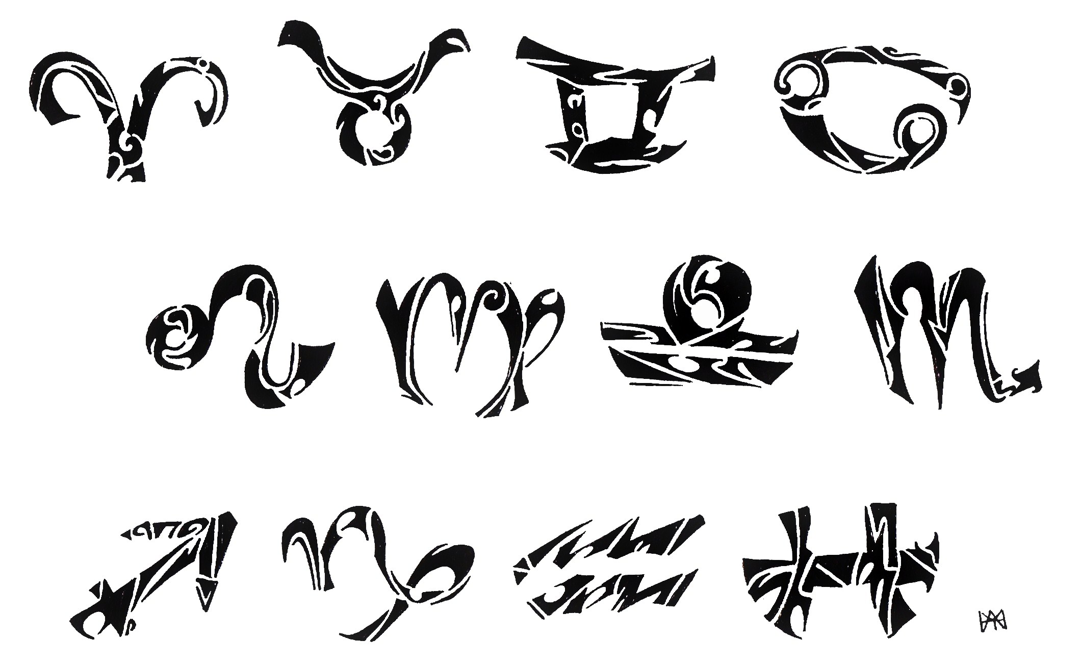 tribal tattoo zodiac signs