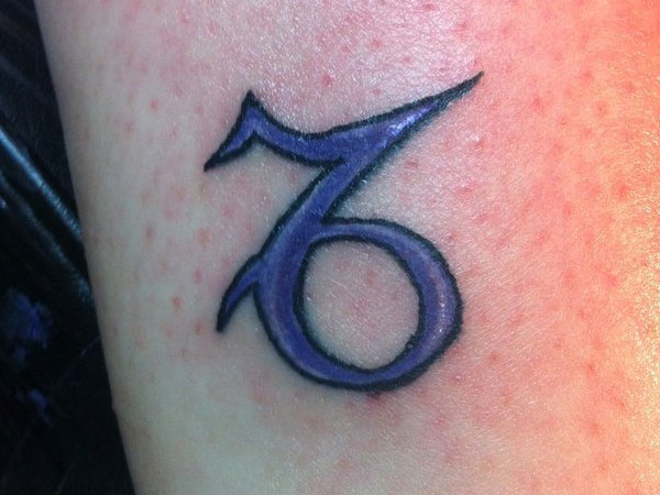 Blue Ink Capricorn Zodiac Sign Tattoo Design For Sleeve