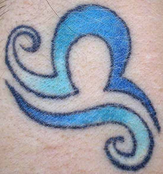 Blue Ink Libra Zodiac Sign Tattoo Design