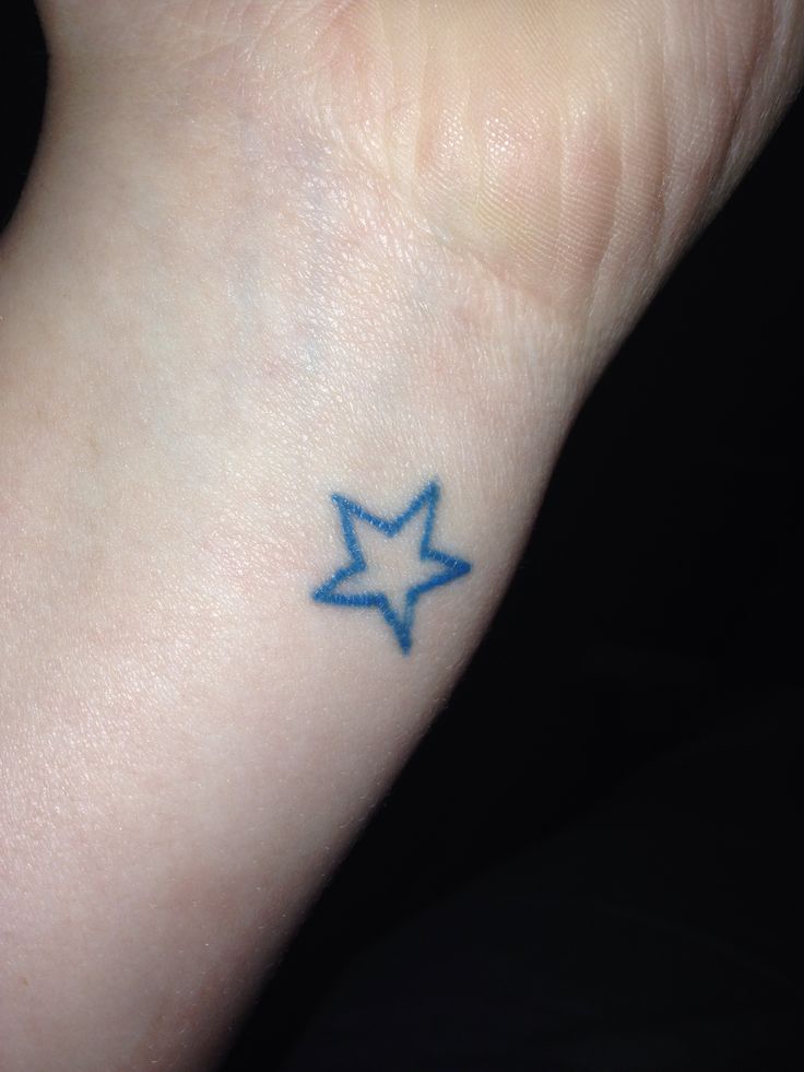 Blue Outline Star Tattoo On Wrist