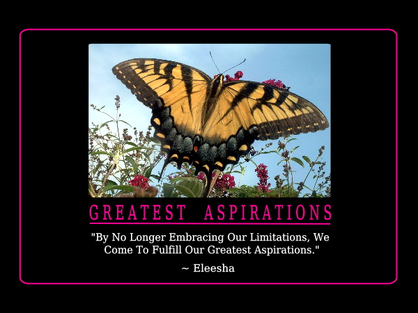 By no longer embracing our limitations, we come to fulfill our greatest aspirations. Eleesha