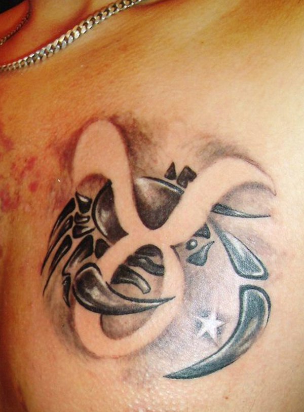 Cancer Zodiac Sign With Taurus Symbol Tattoo Design