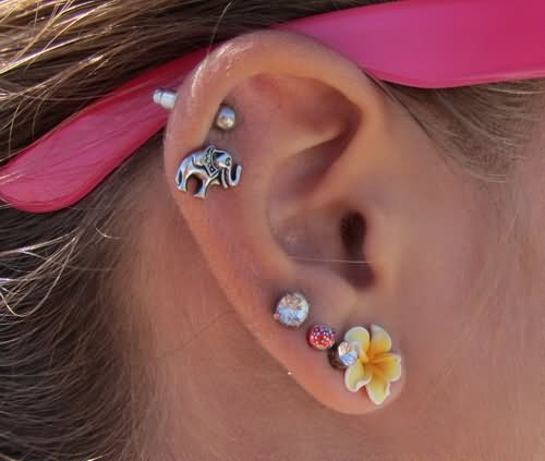 Cartilage Helix Piercing For Girls