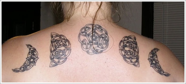 Celtic Phases Of The Moon Tattoo On Upper Back