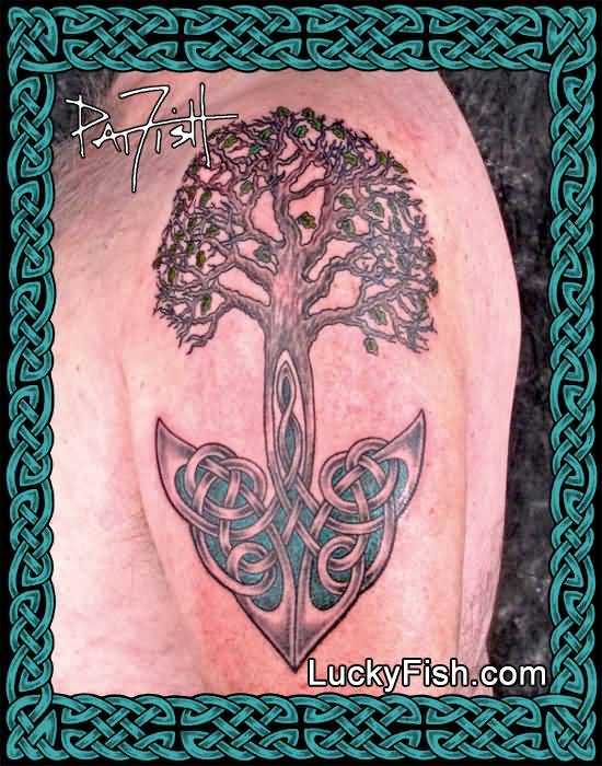 Celtic Tree Of Life Tattoo On Left Shoulder