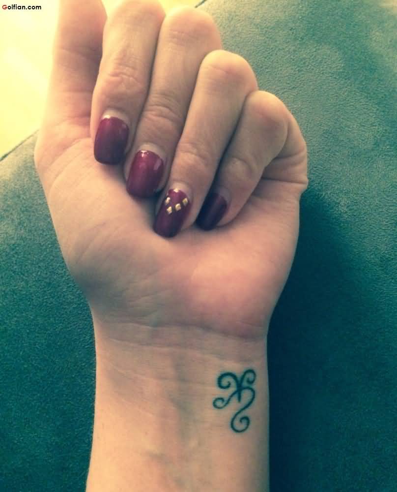 Classic Aries Zodiac Sign Tattoo On Girl Left Wrist