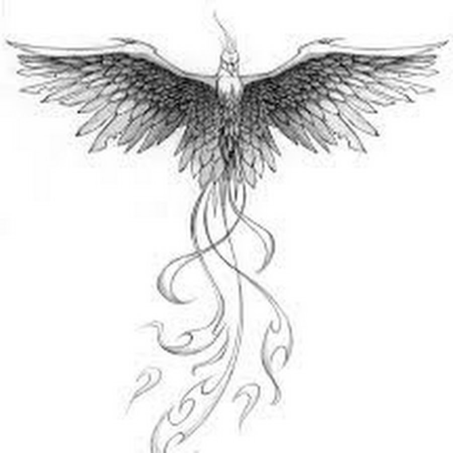 Classic Black And Grey Phoenix Tattoo Design For Chest