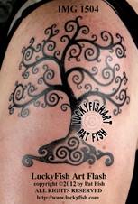 Classic Black Tree Of Life Tattoo On Right Shoulder
