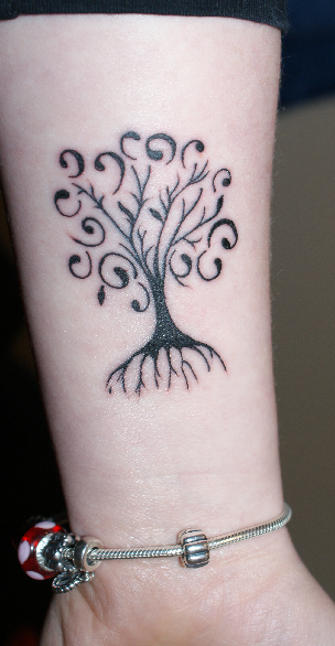 Classic Black Tree Of Life Tattoo On Wrist