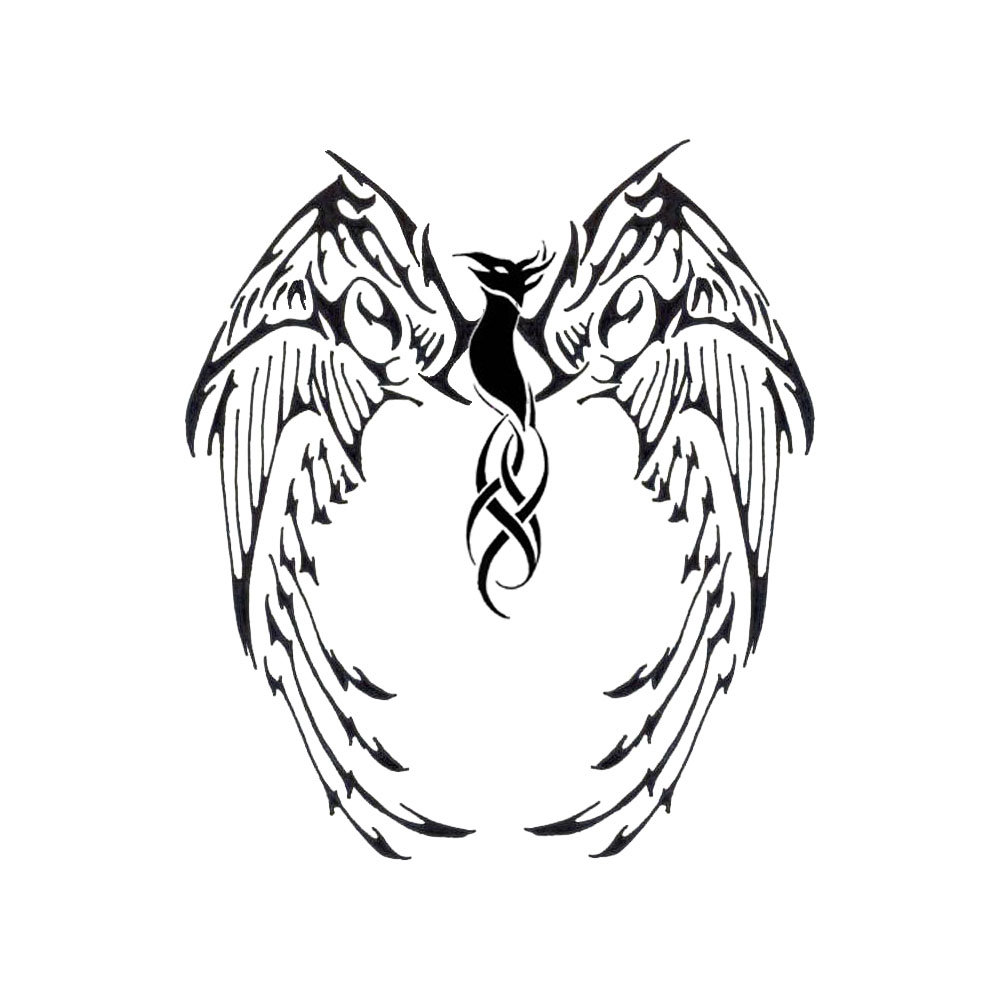 Classic Black Tribal Flying Phoenix Tattoo Design