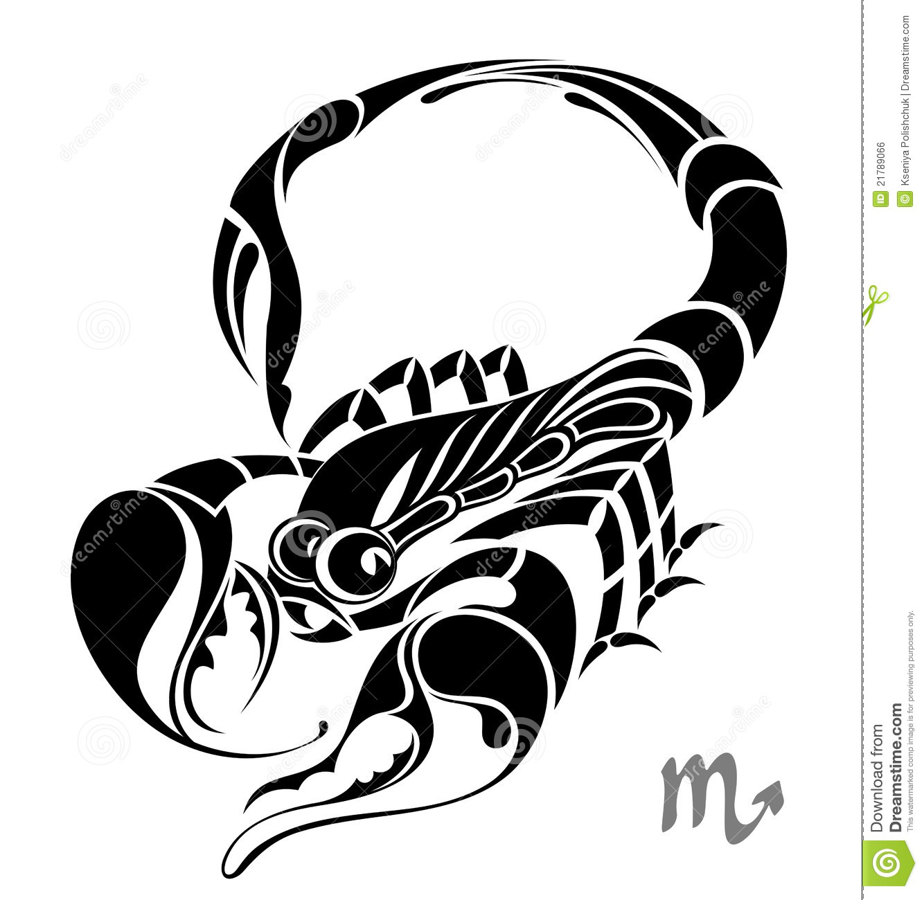 Classic Black Tribal Scorpio Zodiac Sign Tattoo Stencil