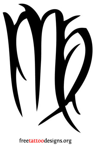 Classic Black Tribal Virgo Zodiac Sign Tattoo Design