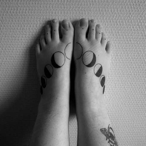 Classic Phases Of The Moon Tattoo On Feet