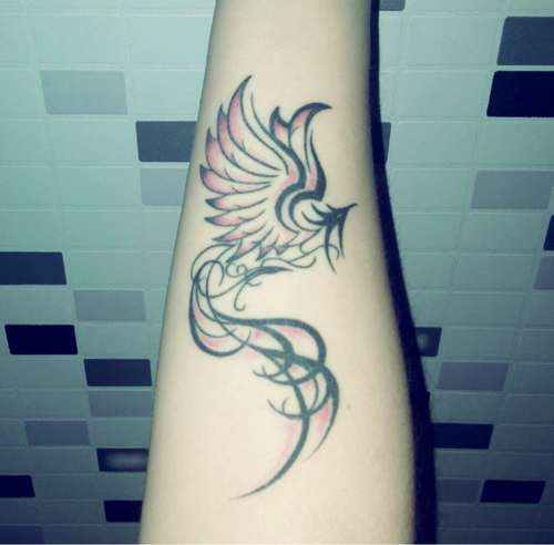Classic Phoenix Tattoo Design For Forearm