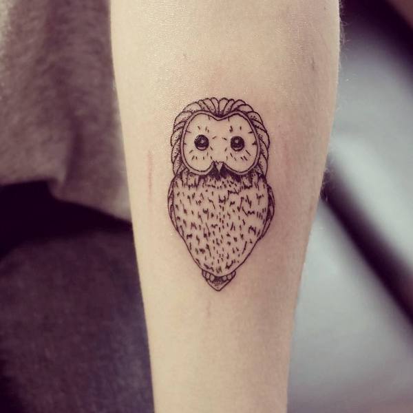 Classic Small Owl Tattoo Design For Sleeve
