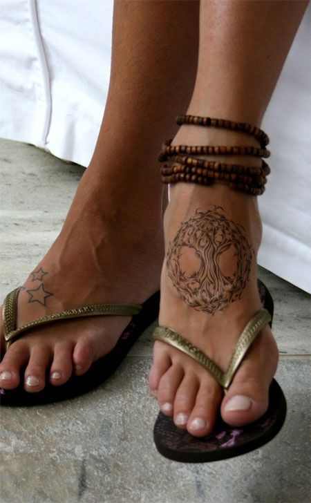 Classic Tree Of Life Tattoo On Right Foot