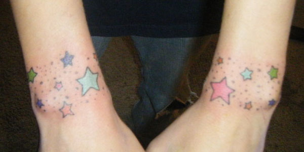 Colored Wrist Star Tattoos