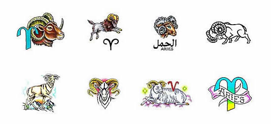 Colorful Aries Zodiac Sign Tattoo Designs