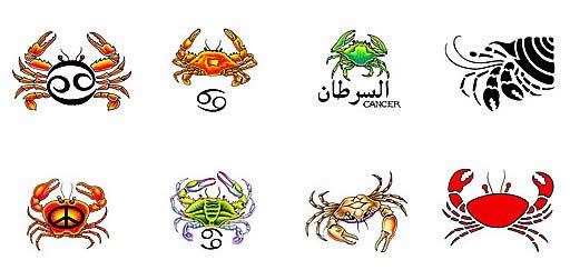 Colorful Cancer Zodiac Sign Tattoo Designs