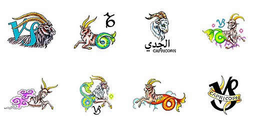 Colorful Capricorn Zodiac Sign Tattoo Designs