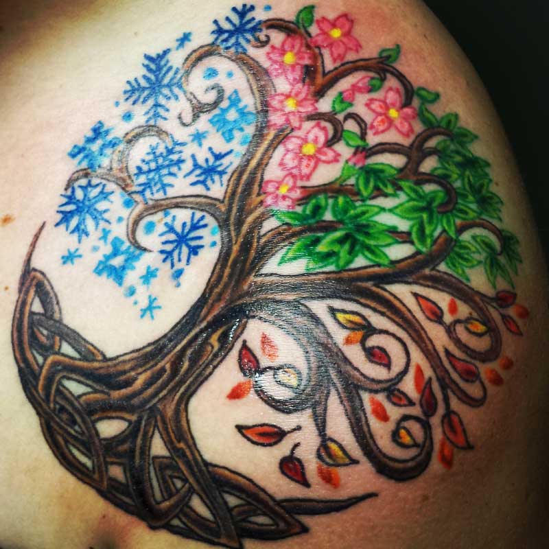 Colorful Celtic Tree of Life Tattoo Design For Man