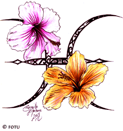 Colorful Flowers With Pisces Zodiac Sign Tattoo Design