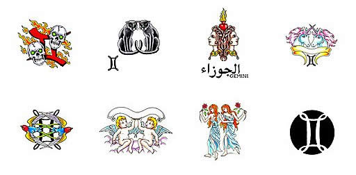 Colorful Gemini Zodiac Sign Tattoo Designs