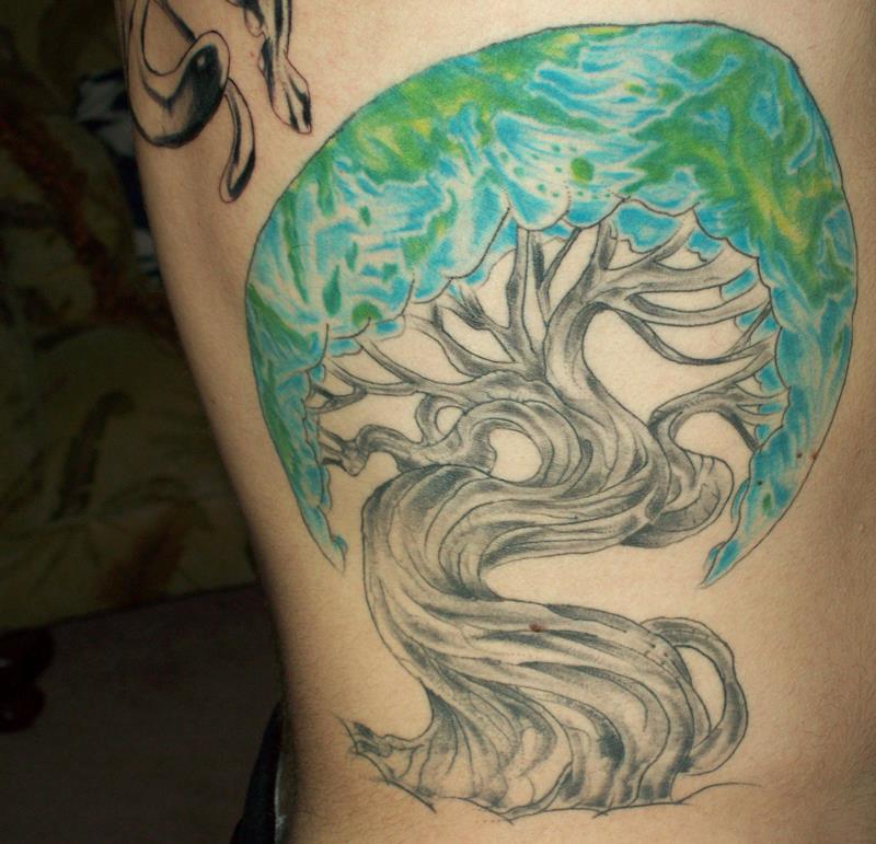Colorful Latest Tree Of Life Tattoo On Right Side Rib By Jared