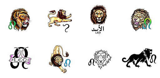 Colorful Leo Zodiac Sign Tattoo Designs