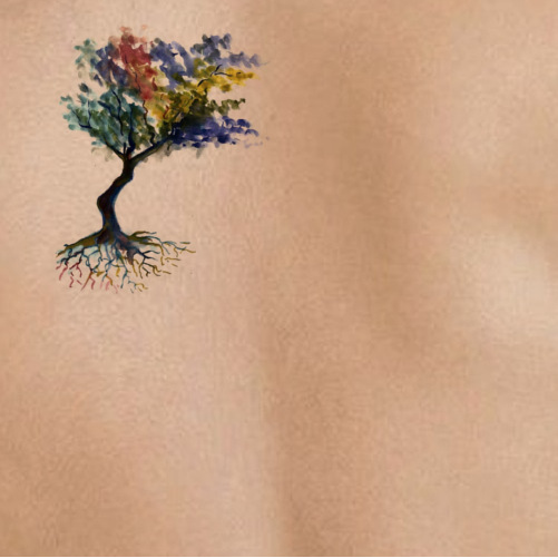 Colorful Small Tree Of Life Tattoo Design