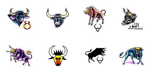 Colorful Taurus Zodiac Sign Tattoo Designs