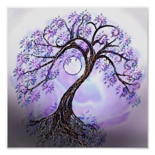 Colorful Tree Of Life With Moon Tattoo Design By Zanariya