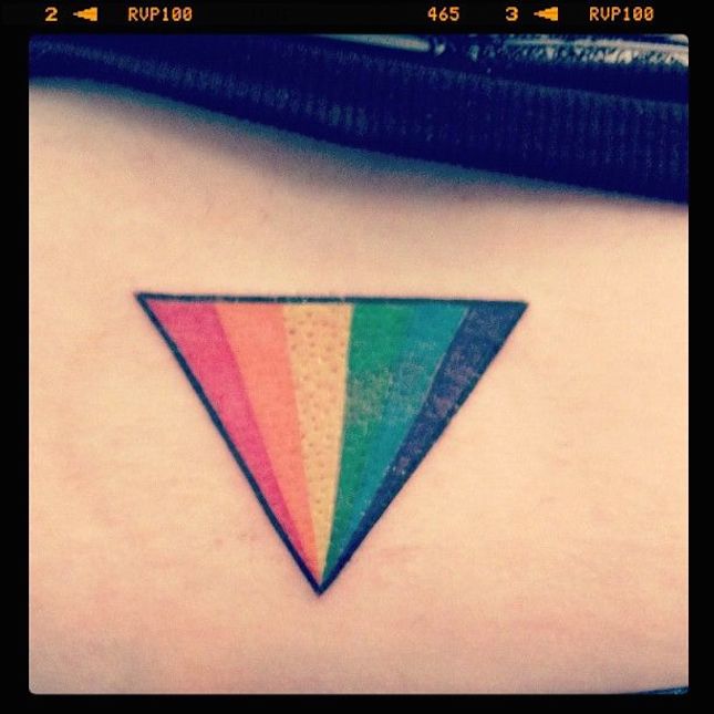 Colorful Upside Down Triangle Tattoo Design