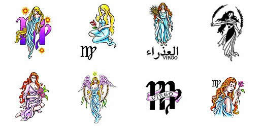 Colorful Virgo Zodiac Sign Tattoo Flash