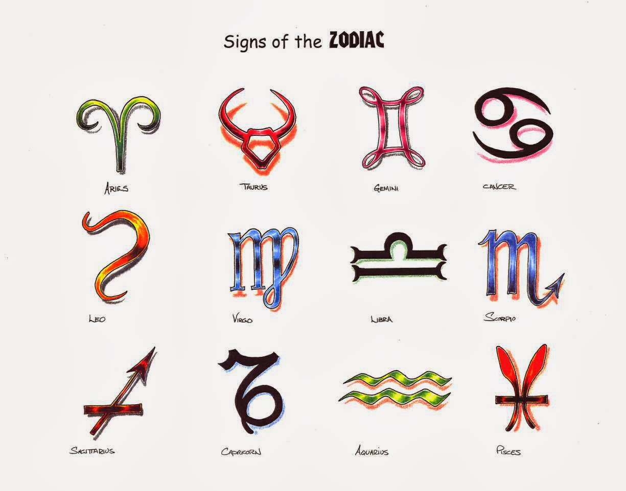 Colorful Zodiac Sign Tattoo Designs