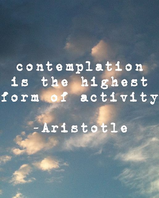 Contemplation is the highest form of activity