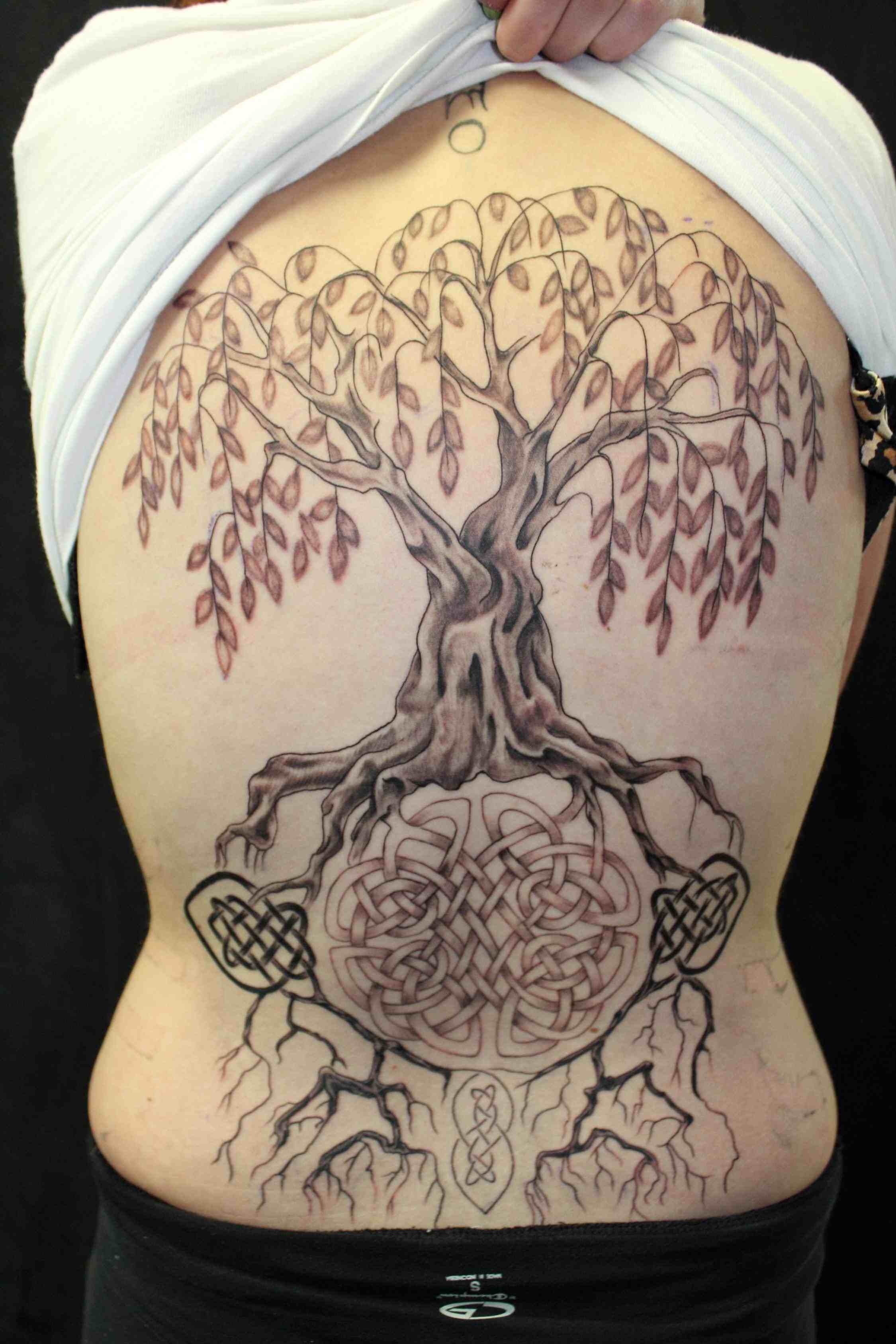 Cool Black And Grey Celtic Tree Of Life Tattoo On Full Back By Jcasey