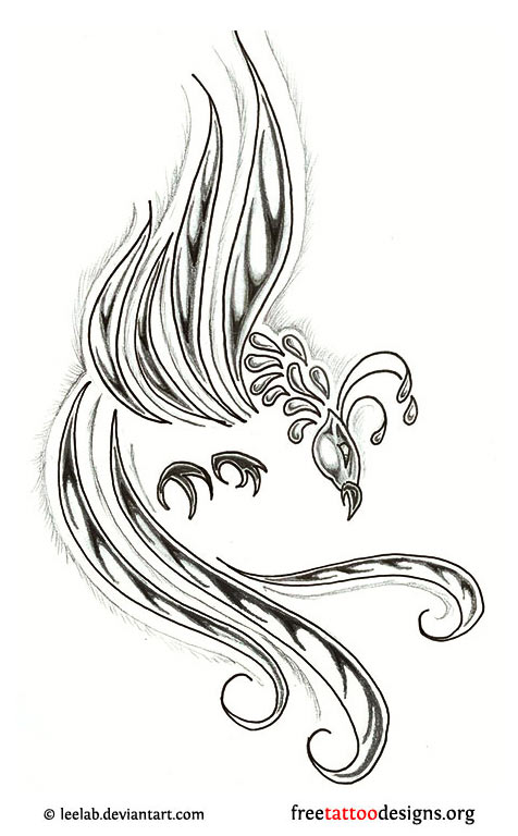 Cool Black And Grey Phoenix Tattoo Design