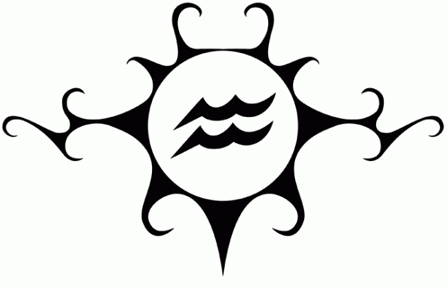 Cool Black Aquarius Zodiac Sign Tattoo Design