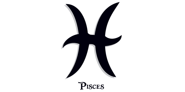 Cool Black Pisces Zodiac Sign Tattoo Stencil