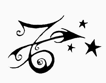 Cool Black Sagittarius Zodiac Sign With Stars Tattoo Stencil